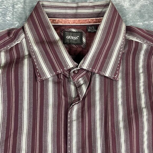 men's guess maroon and gray striped long sleeve XL EUC - Picture 4 of 10